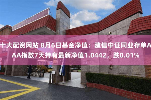 十大配资网站 8月6日基金净值：建信中证同业存单AAA指数7天持有最新净值1.0442，跌0.01%